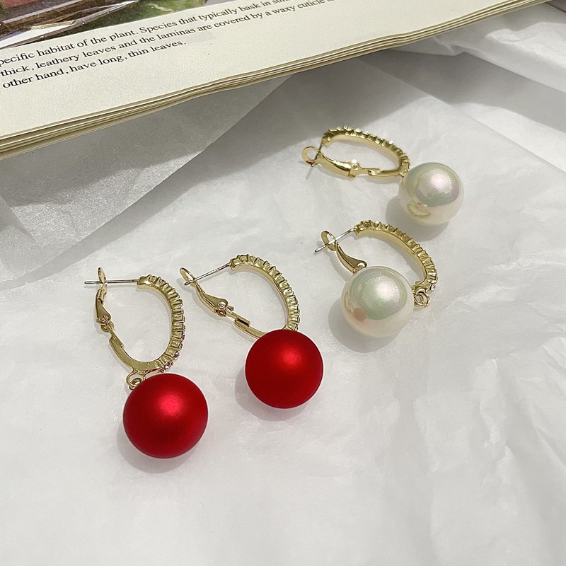 Khuyên Tai Kim Bạc S925 Đính Ngọc Trai Nhân Tạo Phong Cách Hàn Quốc