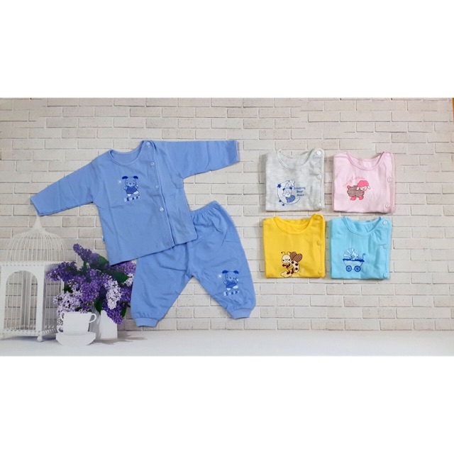 ⚡️SALE⚡️Bộ quần áo sơ sinh dài tay cúc lệch Baby Leo