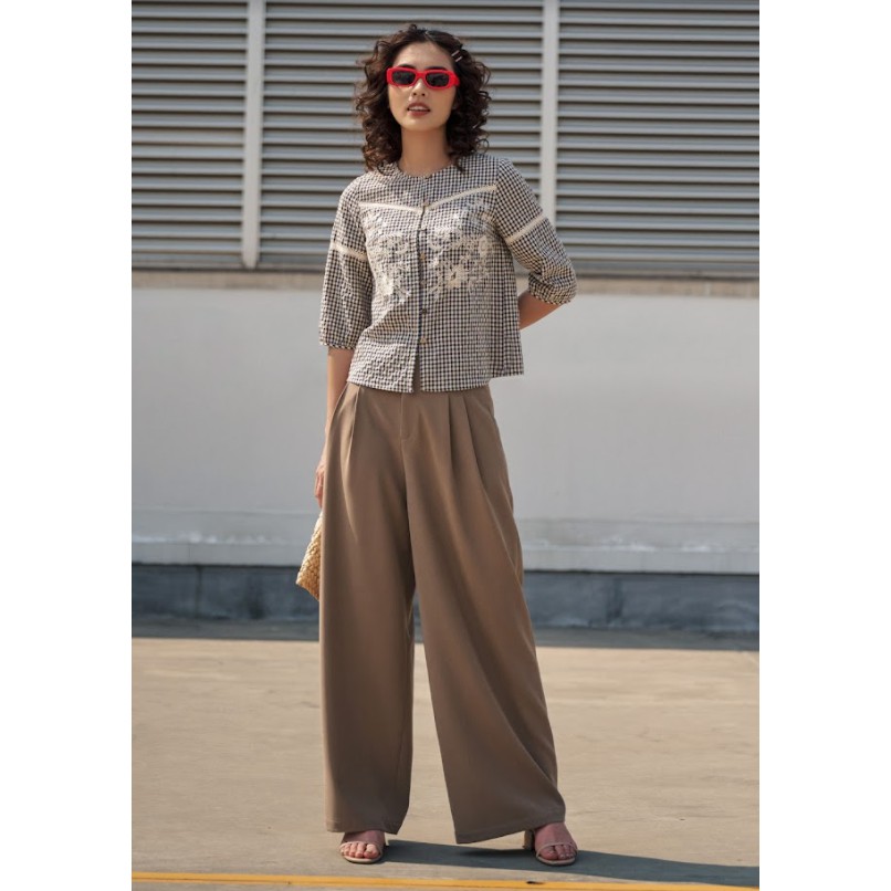 Quần suông dáng dài basic màu gray coffee 1QU3028 ADORE DRESS