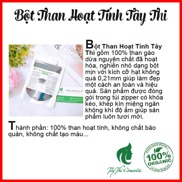 Bột Than Hoạt Tính Xay Mịn Gói 100 gram