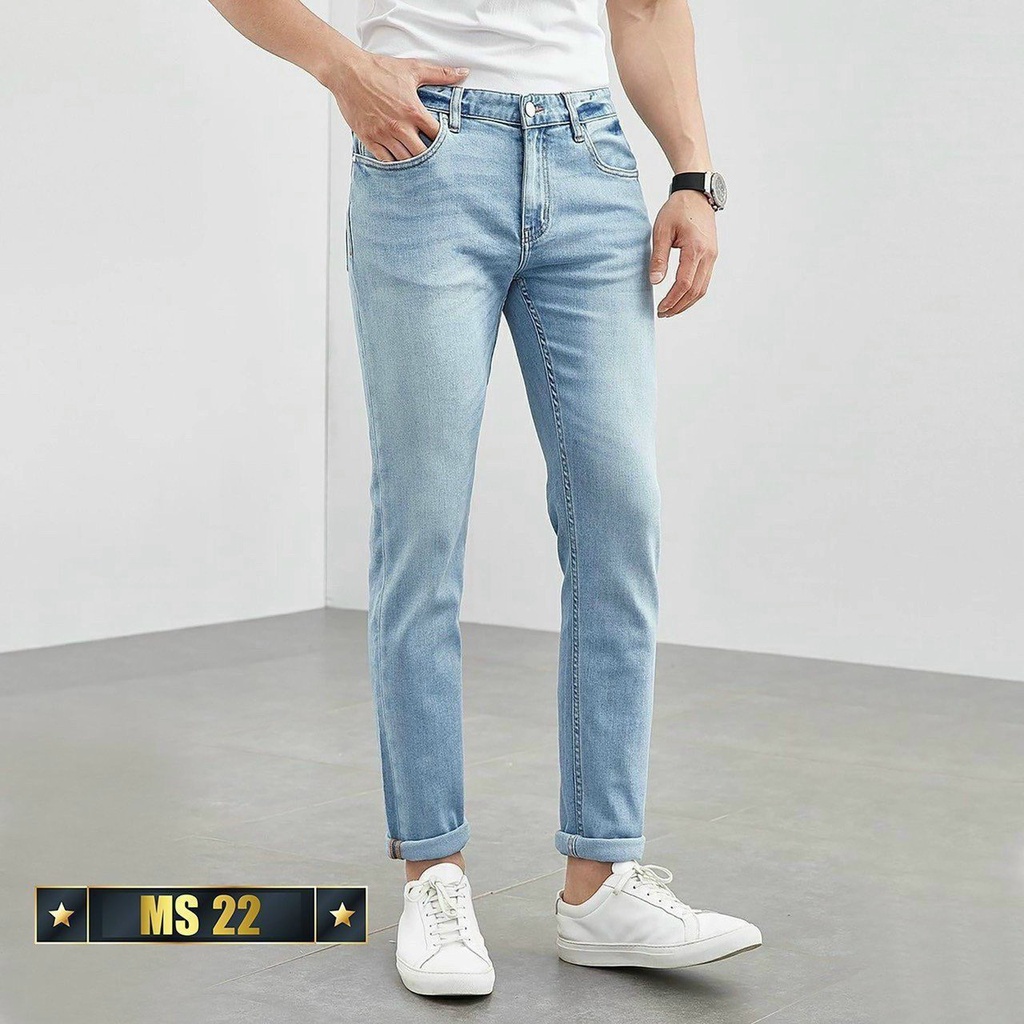 Quần jean nam co giãn,quần bò nam màu đen trơn vải co giãn mạnh ms20