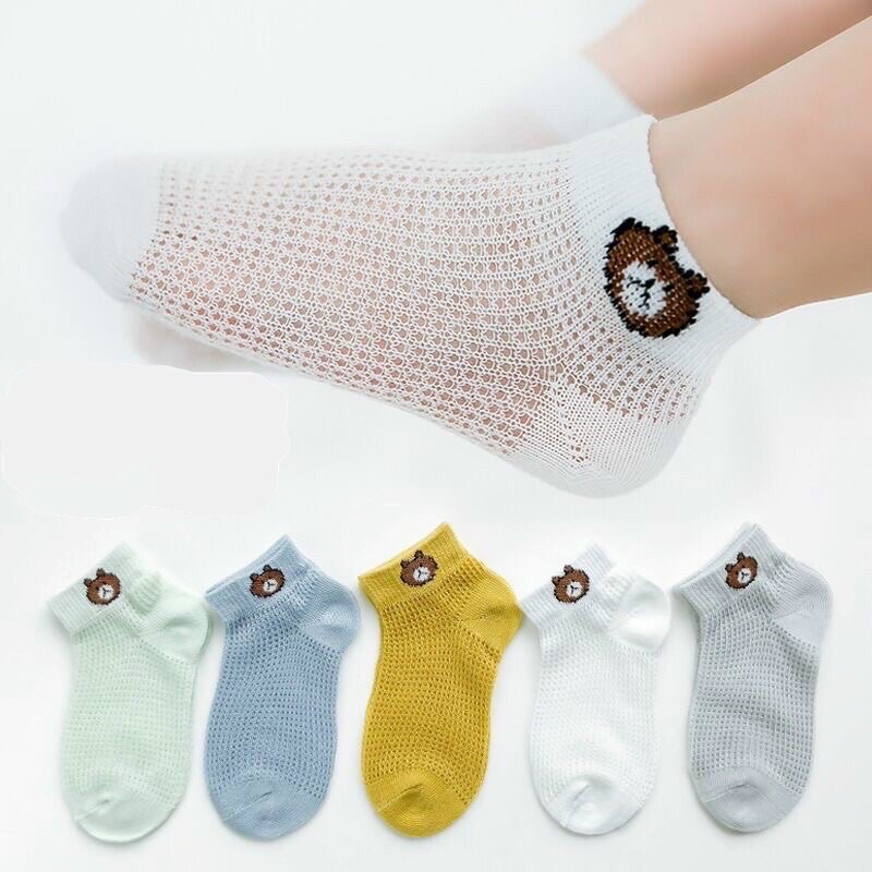 Sét 5 đôi lưới thêu hình gấu cho bé