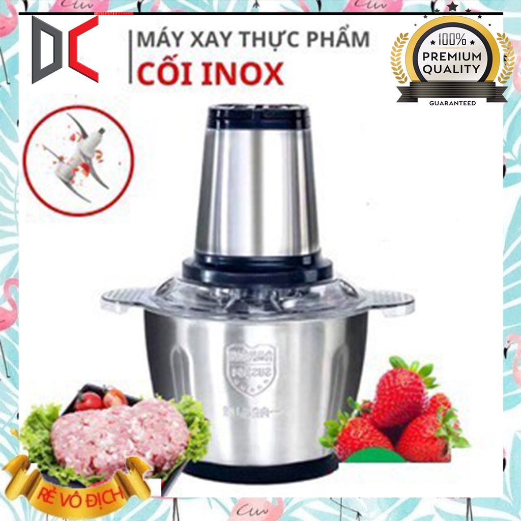 [BH 1 ĐỔI 1]Máy Xay Thịt Cối Inox Đa Năng Dao 4 Lưỡi FOOD PROCESSOR - Thiết bị xay trộn nghiền - Dung Tích 2 lít DC-SHOP