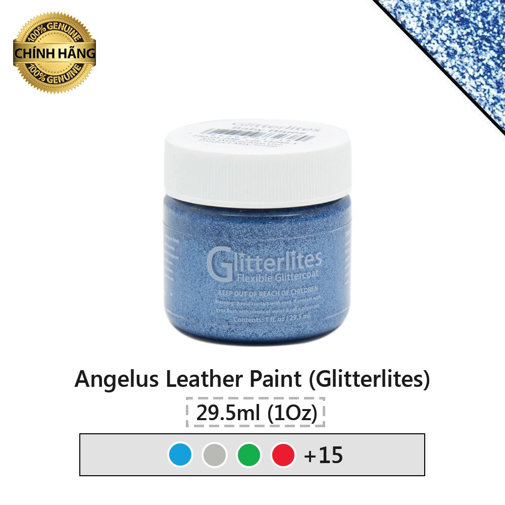 Màu ánh kim vẽ da, vải Angelus Leather Paint (Glitterlites) – 29.5ml (1Oz)