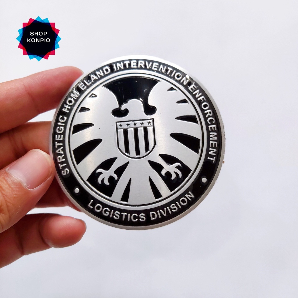 Tem Nhôm Dán Xe Shield Marvel Đại Bàng Mỹ Kích Thước 7.5 Cm