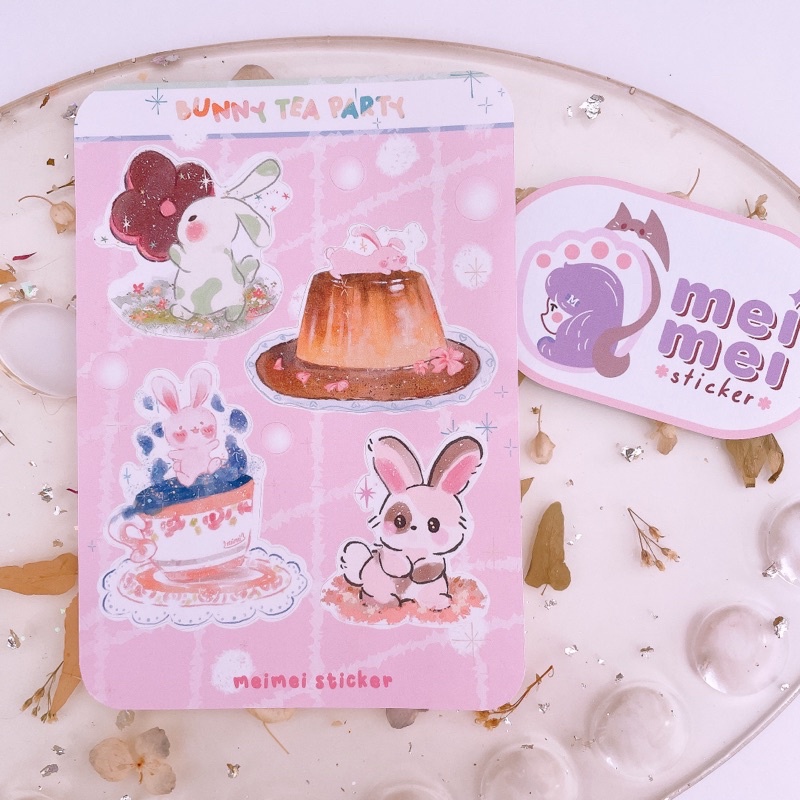 Bunny Tea Party -  Sticker chống nước - Meimei Sticker