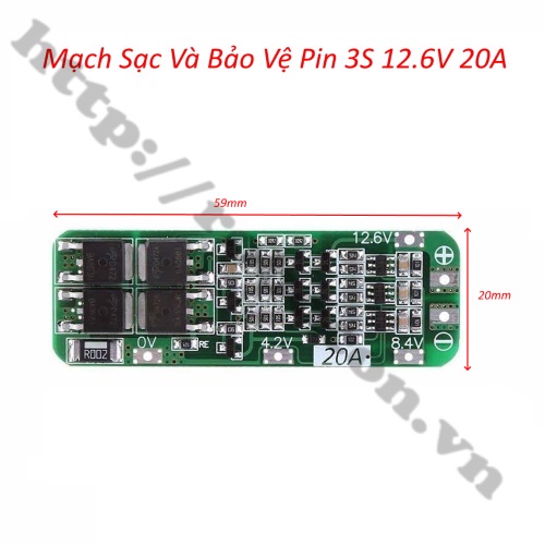 MẠCH SẠC VÀ BẢO VỆ PIN 12.6V 3S 20A