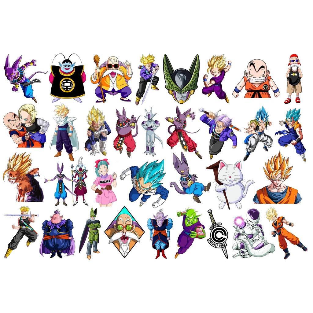 Sticker Dragonball chống nước, hình dán mũ bảo hiểm, dán xe, điện thoại, laptop – Nghiện Sticker