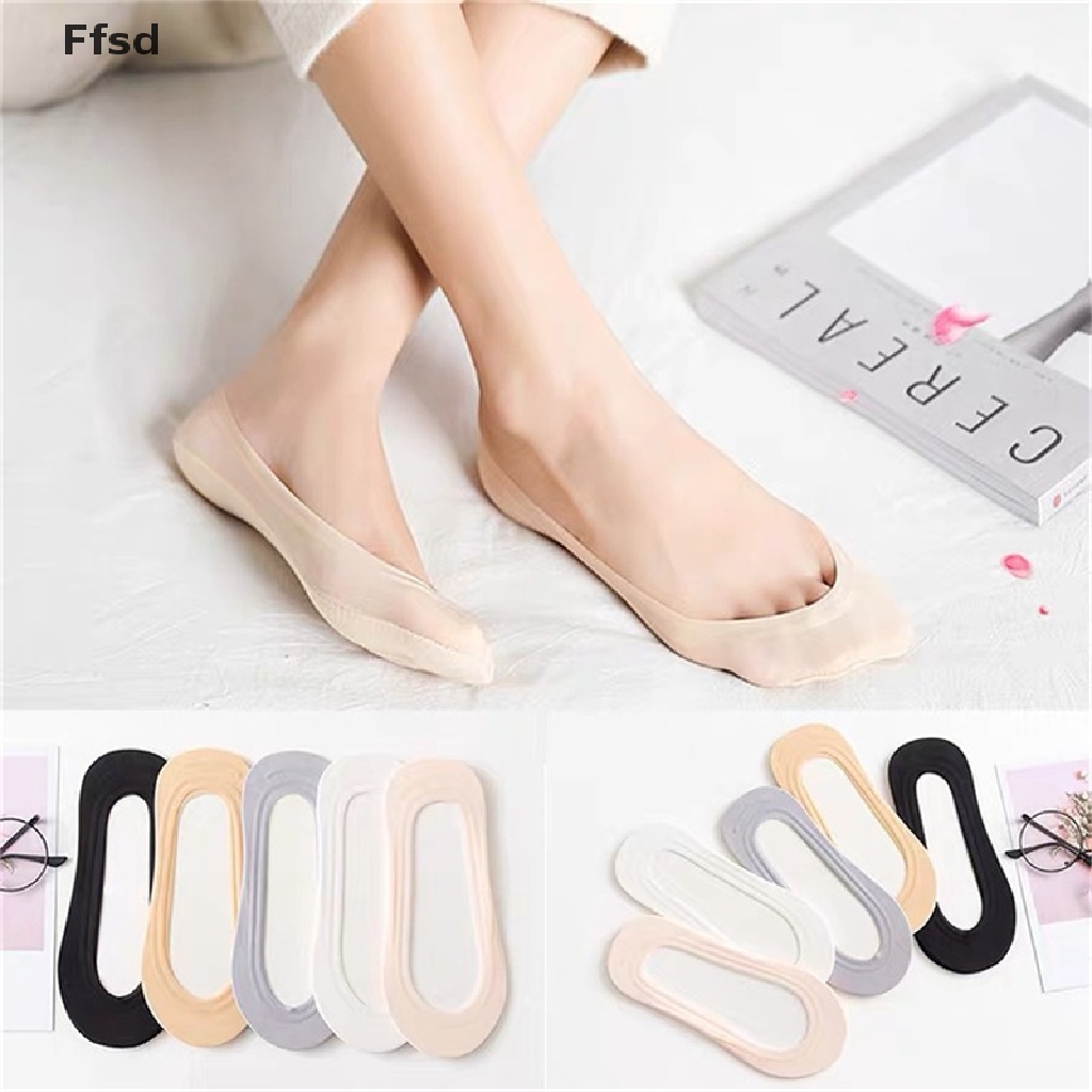 Vớ thuyền ngắn vô hình bằng silicon lụa lạnh mỏng chống trượt mùa hè cho nữ