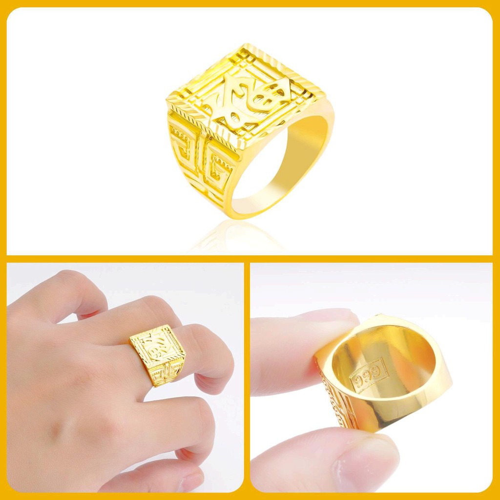 Nhẫn nam chữ phước khắc 999 UHA  mạ vàng cao cấp (giá tốt nhất)
