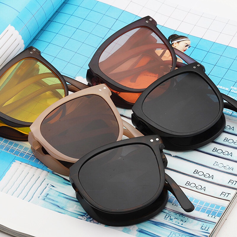 Kính Mát Gọng Oval Chống Nắng Cao Cấp Gấp Gọn Tiện Lợi Cho Nam Nữ