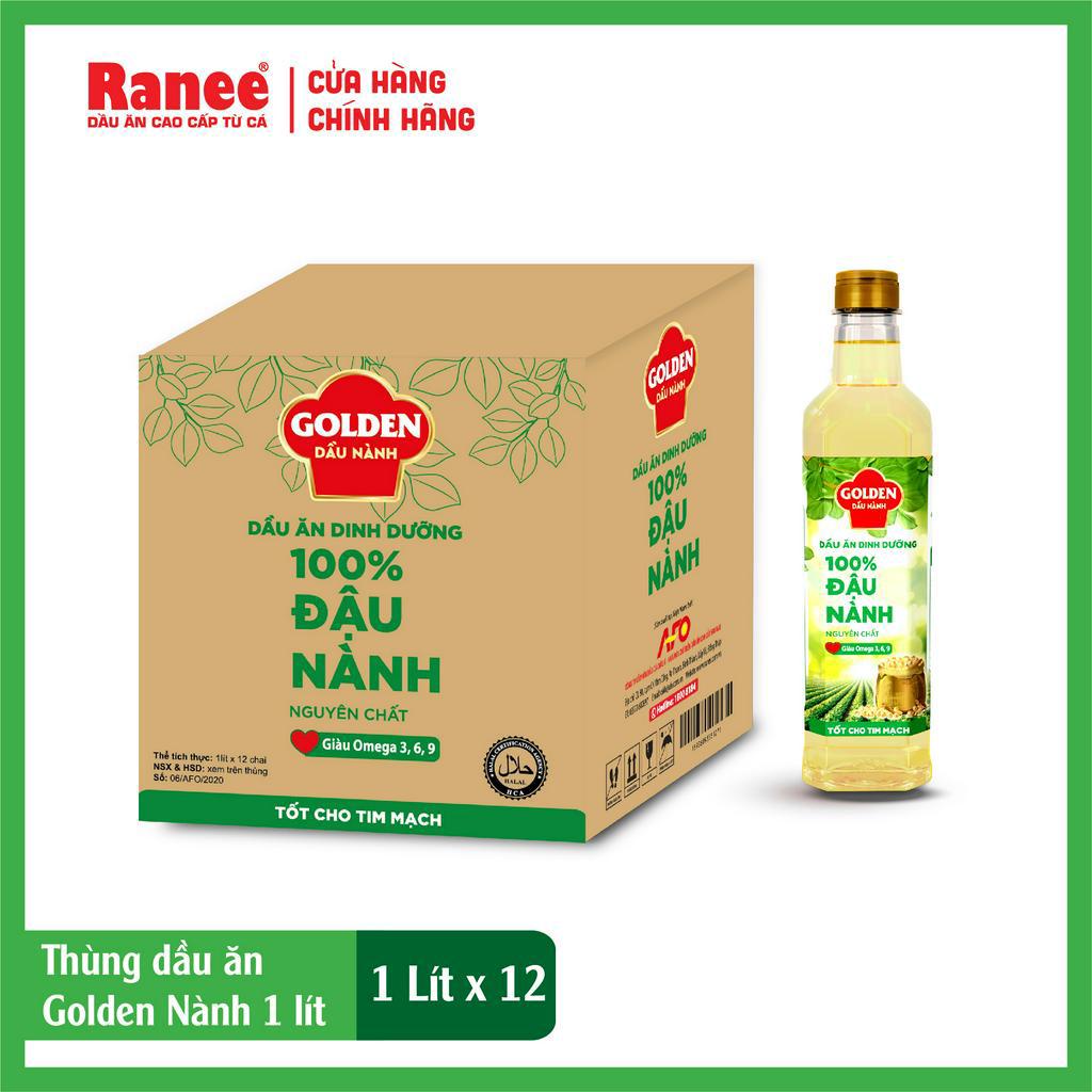 Thùng Dầu Đậu Nành cao cấp Golden 1 lít (1 lít x 12 chai)