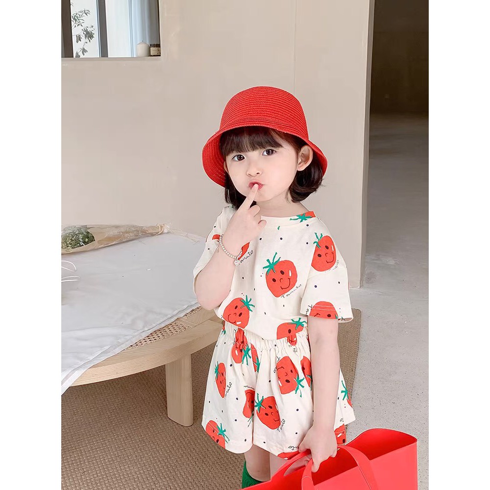 Set Váy Họa Tiết Cà Chua Cho Bé Gái