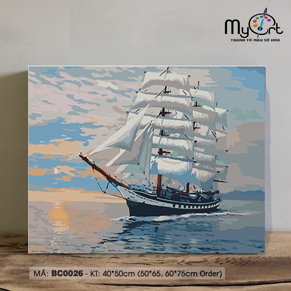 Tranh tô màu tự vẽ sơn dầu số hóa BC0026 Tranh phong cảnh biển cả thuyền  buồm THUẬN BUỒM XUÔI GIÓ | Shopee Việt Nam