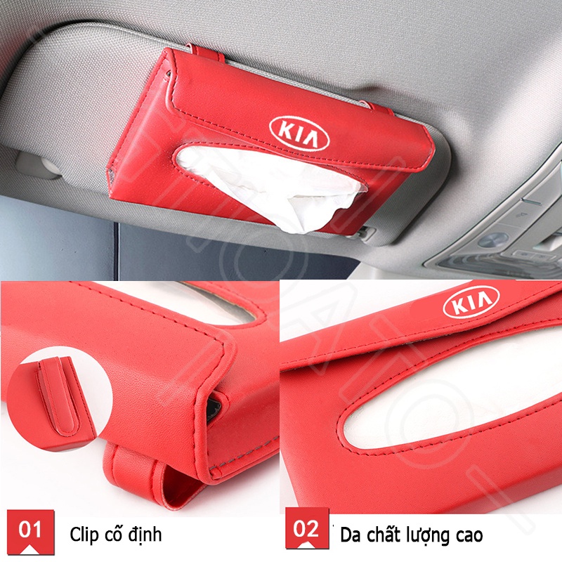 GTIOATO Hộp Đựng Khăn Giấy Ô Tô Tấm Che Nắng Ô Tô Da HộP ĐựNg GiấY TrêN Xe Ô Tô HộP ĐựNg GiấY ĂN TrêN Ô Tô Hộp Khăn Giấy Ô Tô Trang Trí NộI ThấT Ô Tô Cho KIA Morning Seltos Sonet Carens Soluto Sedona K3 Forte Sorento Rondo