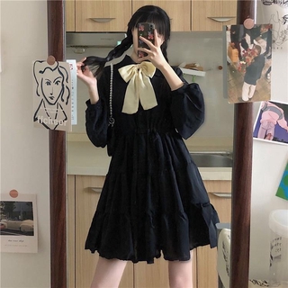 Spring and Autumn Female Students College Style Long Sleeve Dress Korean New Loose and Thin Versatile Dress