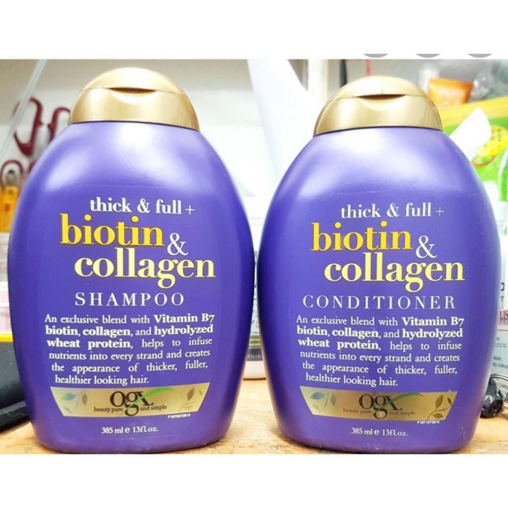 Bộ Dầu Gội & Dầu Xả OGX Thick & full + biotin & collagen 385ml/ chai