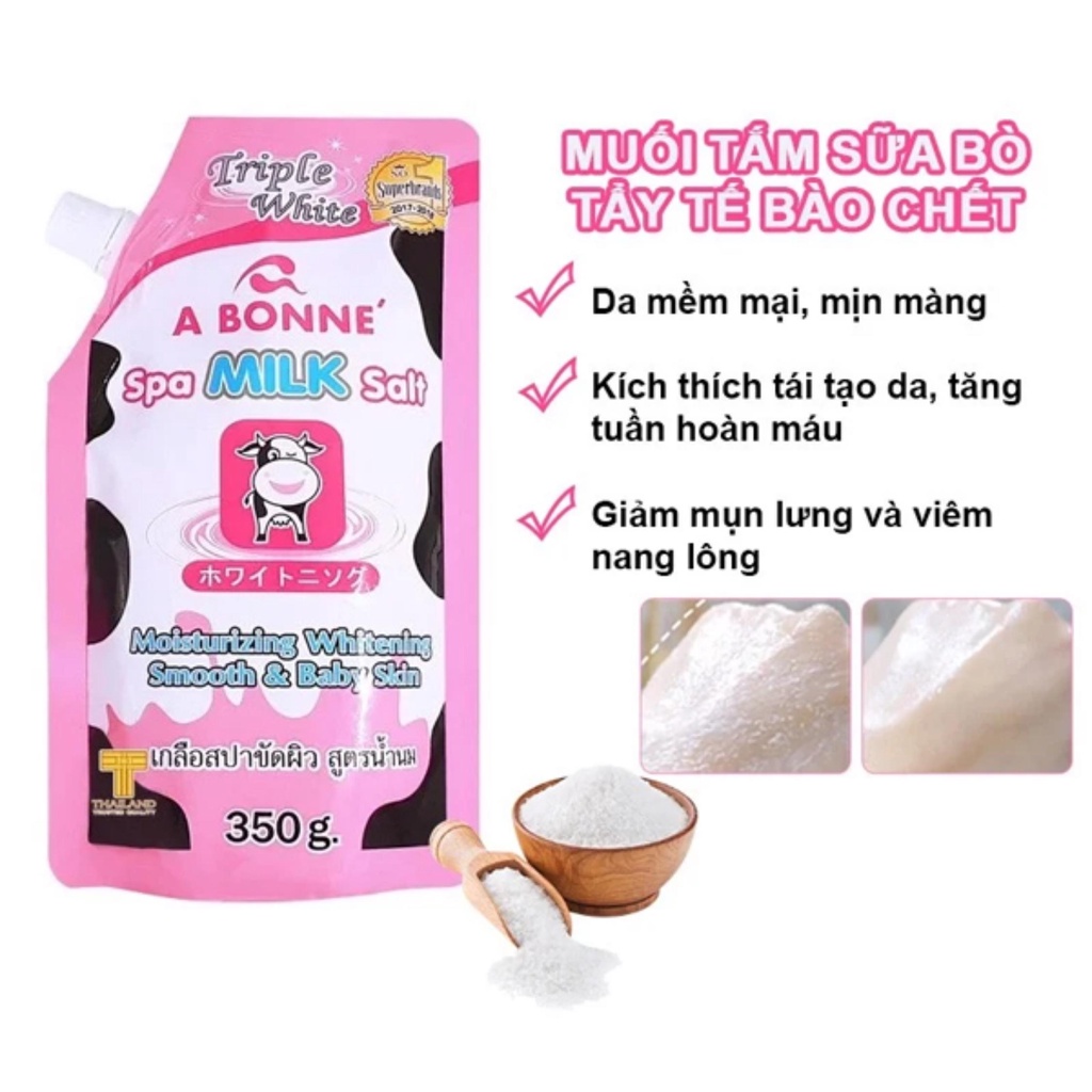 Muối Tăm Sữa Bò A Bonne - Tẩy Tế Bào Da Chết Body Thái Lan Hương Sữa Tươi 350g-Shop Tongkhohuyhoang168