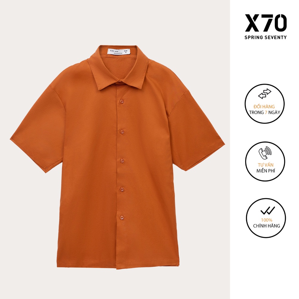 Áo Sơ Mi Nam Trơn Kiểu Dáng Cổ Bẻ Tay Ngắn Thiết Kế Thời Trang X70 - 07620001