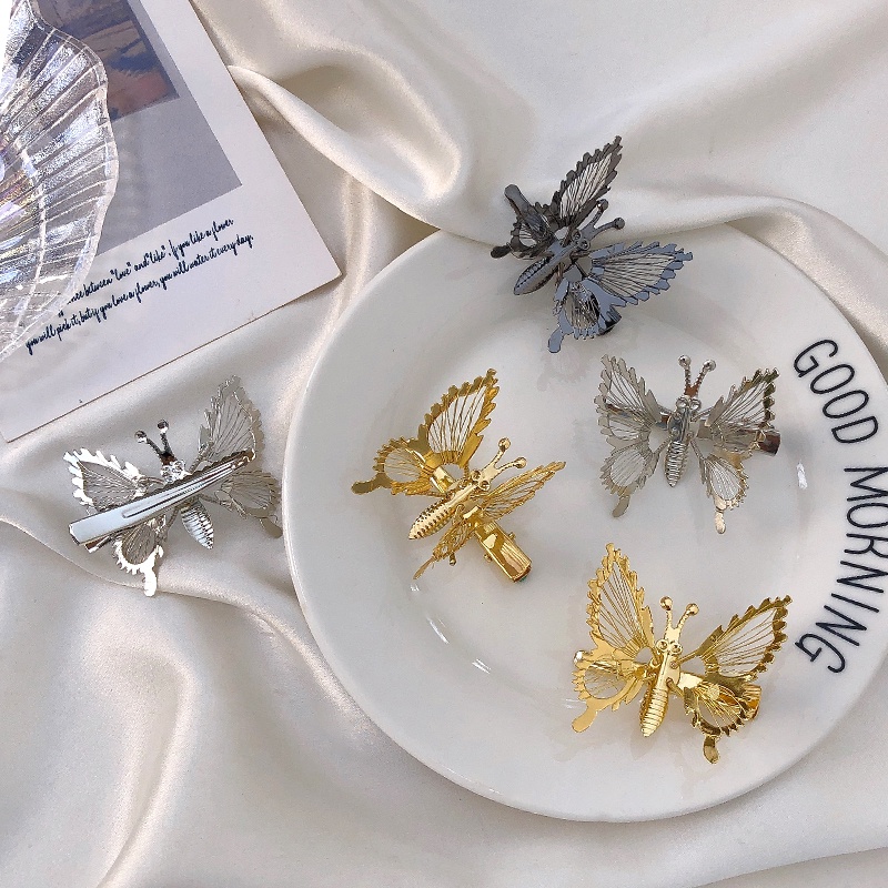 Kẹp tóc hình bướm 3d bằng kim loại phong cách Hàn Quốc cho nữ