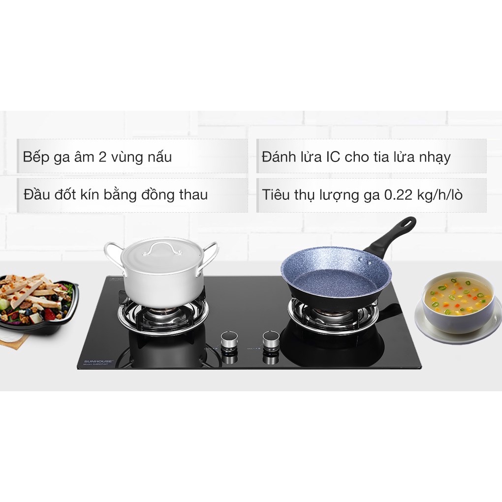 Bếp ga âm Sunhouse SHB507-MT-Chính hãng trưng bày+Tặng dây dẫn gas Ngang 69.5 cm - Dọc 38.5 cm - Cao 8 cm - Nặng 9 kg