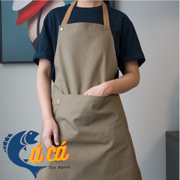 Tạp dề pha chế nút bấm dạng yếm giá sỉ