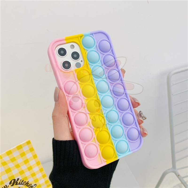 Ốp điện thoại kiểu bong bóng bóp cho iPhone 13 12 Mini 11 Pro 7 8 6 6s Plus X Xs Max Xr SE2 SE 2020