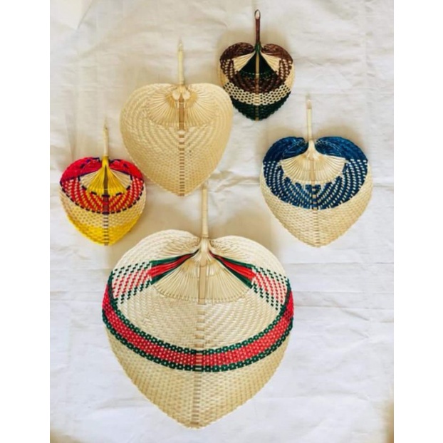 Quạt lá cọ quạt lá kè quạt tre trang trí size 20cm