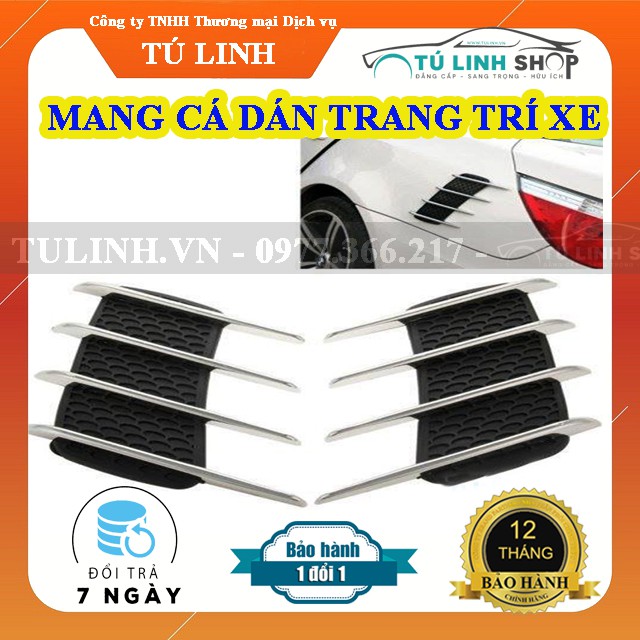 Bộ 2 cái hốc gió giả mang cá dán trang trí ô tô thể thao