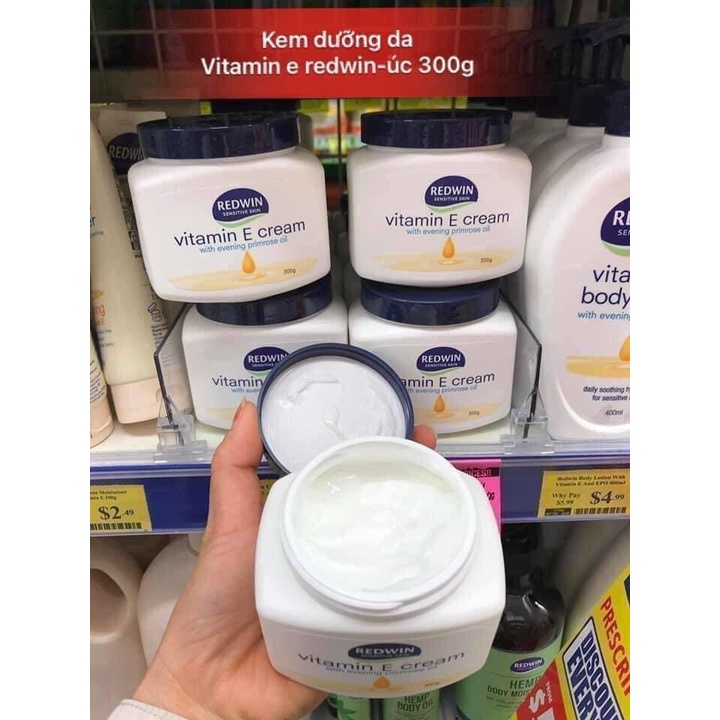 Kem Dưỡng Ẩm Redwin Vitamin E Cream 300g Úc Chính Hãng - Giúp Dưỡng Da Mặt Hết Khô, Nứt Nẻ