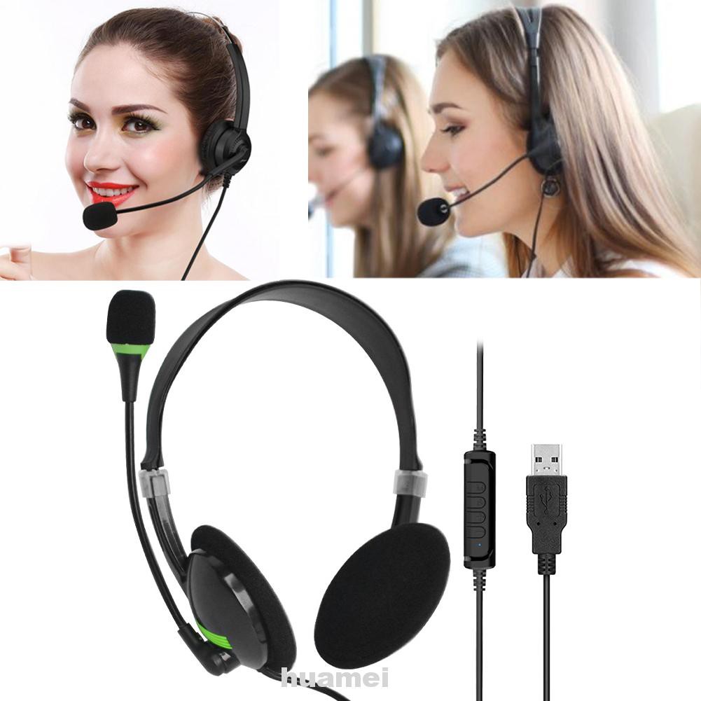 Tai nghe có mic điều khiển âm lượng giảm tiếng ồn kết nối cổng USB tiện dụng