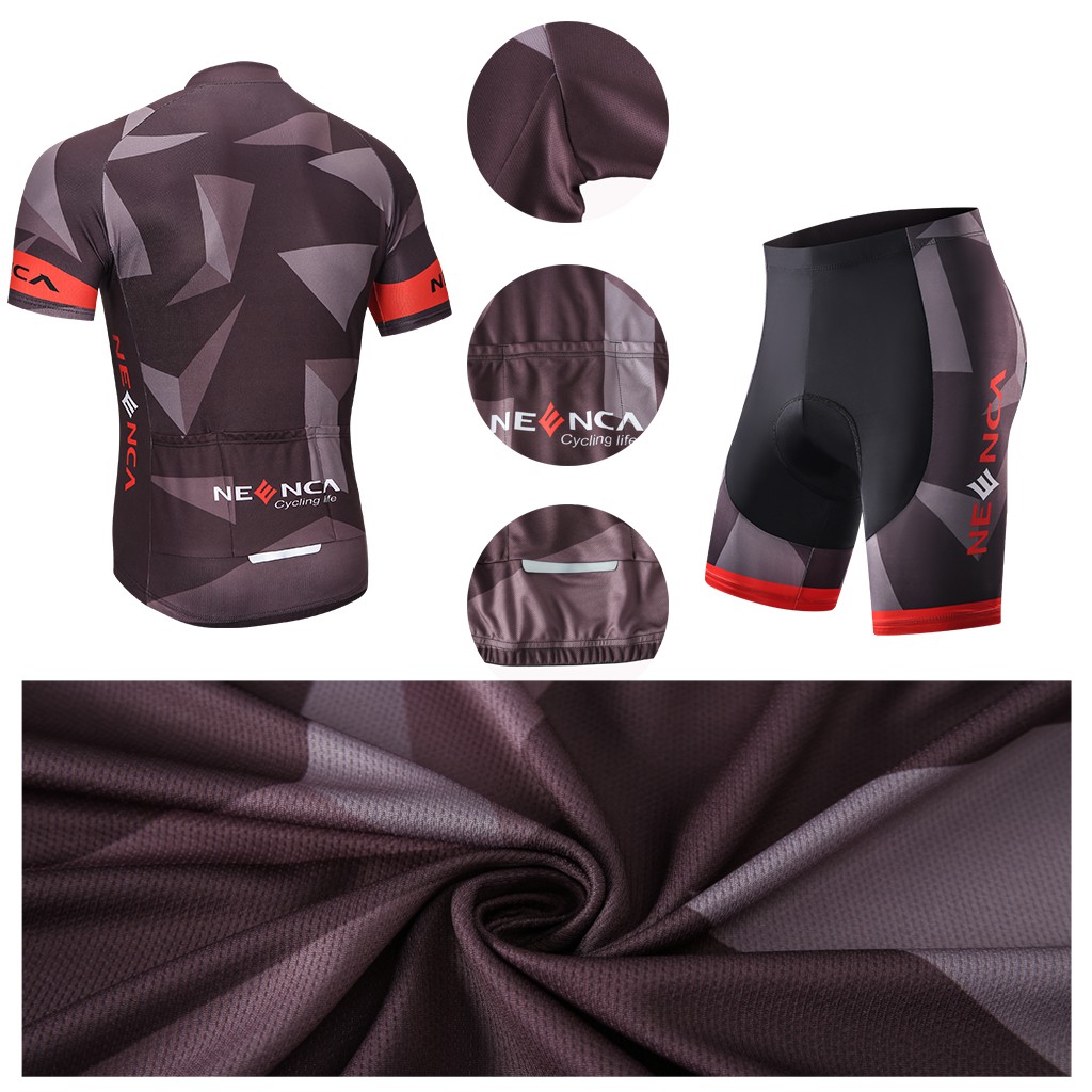 NEENCA [Sản phẩm mới] COD 2021 áo đi xe đạp hình học, áo đi xe đạp nam ngắn tay thoải mái và thoáng khí, bộ quần áo ngắn tay