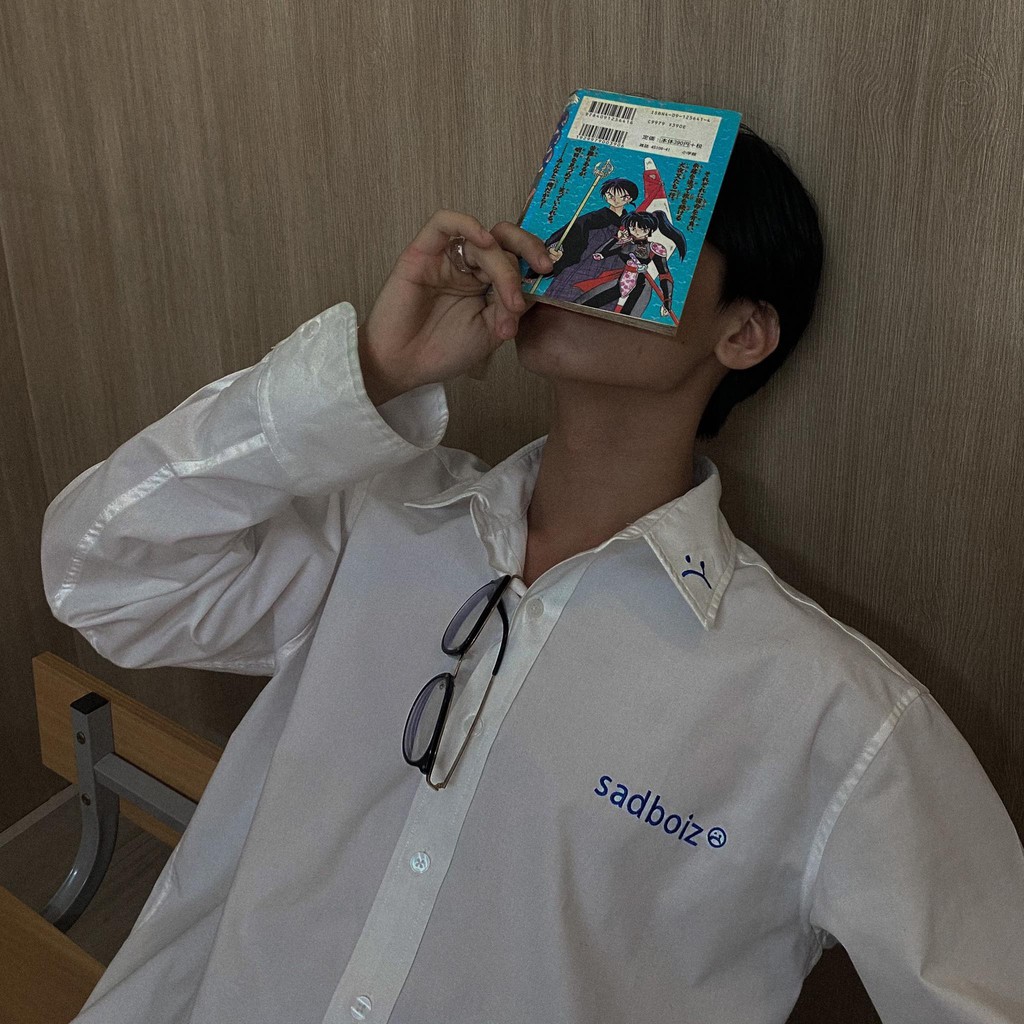 Áo sơ mi tay dài SADBOIZ Sad Signature Oversized WHITE