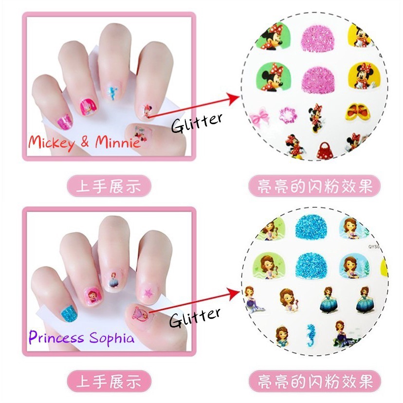 Miếng dán trang trí móng tay 2 trong 1 lấp lánh cho bé