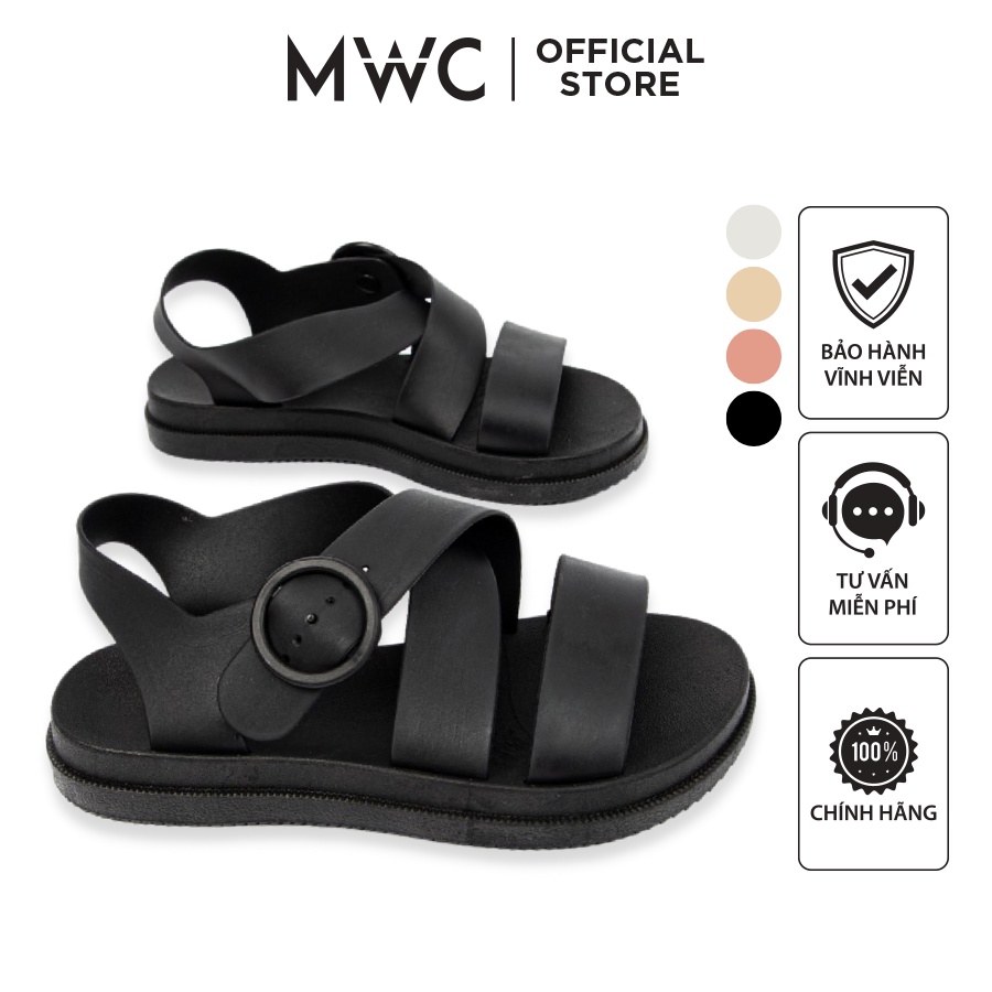 Giày MWC 2628 - Giày Sandal Đế Bằng, Giày Sandal Quai Chéo Chất Cao Su Đế Bằng Siêu Xinh