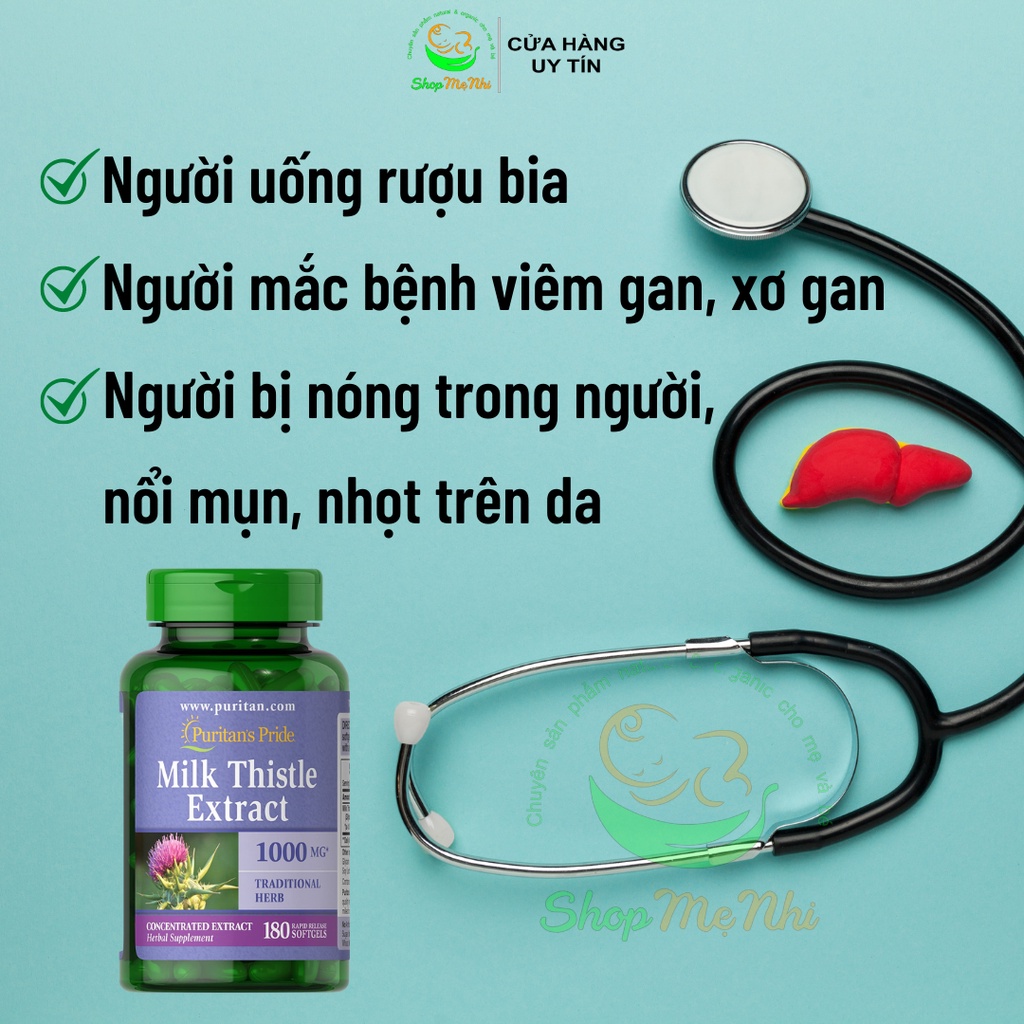 Viên uống bổ gan, giải độc gan Puritans Pride Milk Thistle Extract 1000mg 180 viên.