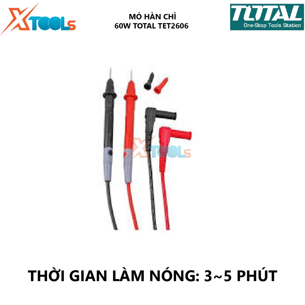Mỏ hàn chì TOTAL TET2606 Mỏ hàn chì cầm tay 220V-240V~50Hz Công suất 60W làm nóng 3~5 phút hàn dính, làm nóng chảy linh
