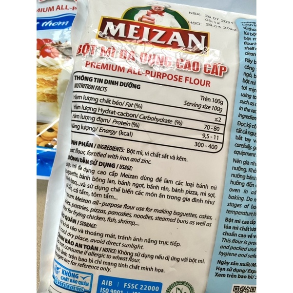 Bột mì đa dụng Meizan gói 500g, 1kg