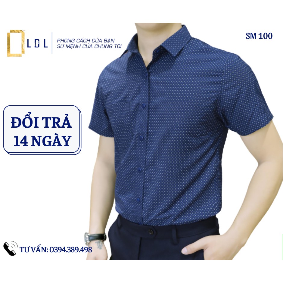 Áo sơ mi nam tay ngắn công sở LDL họa tiết chấm bi, chất liệu bamboo, mền , mịn thoáng mát, không nhăn | BigBuy360 - bigbuy360.vn