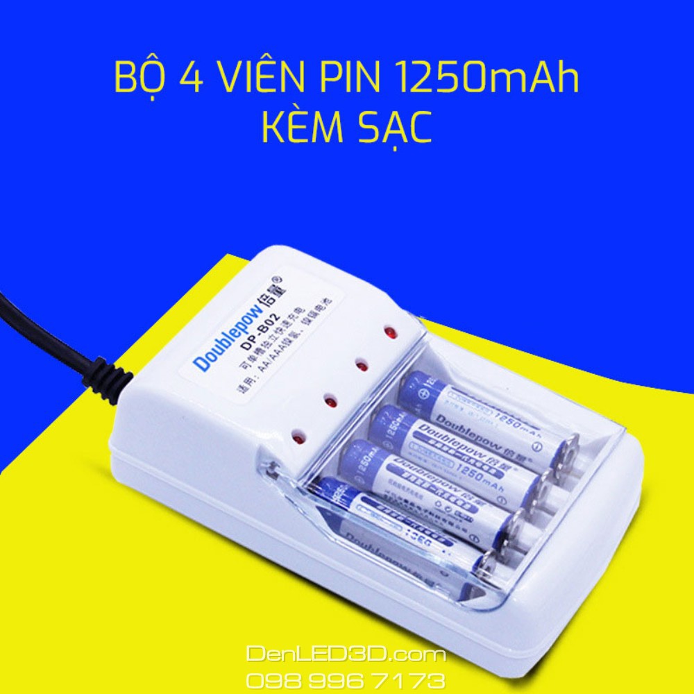 [Chính Hãng] Pin Sạc DoublePow 1200Mah Kèm Bộ Sạc, Dung Lượng Thật, BH 1 Đổi 1