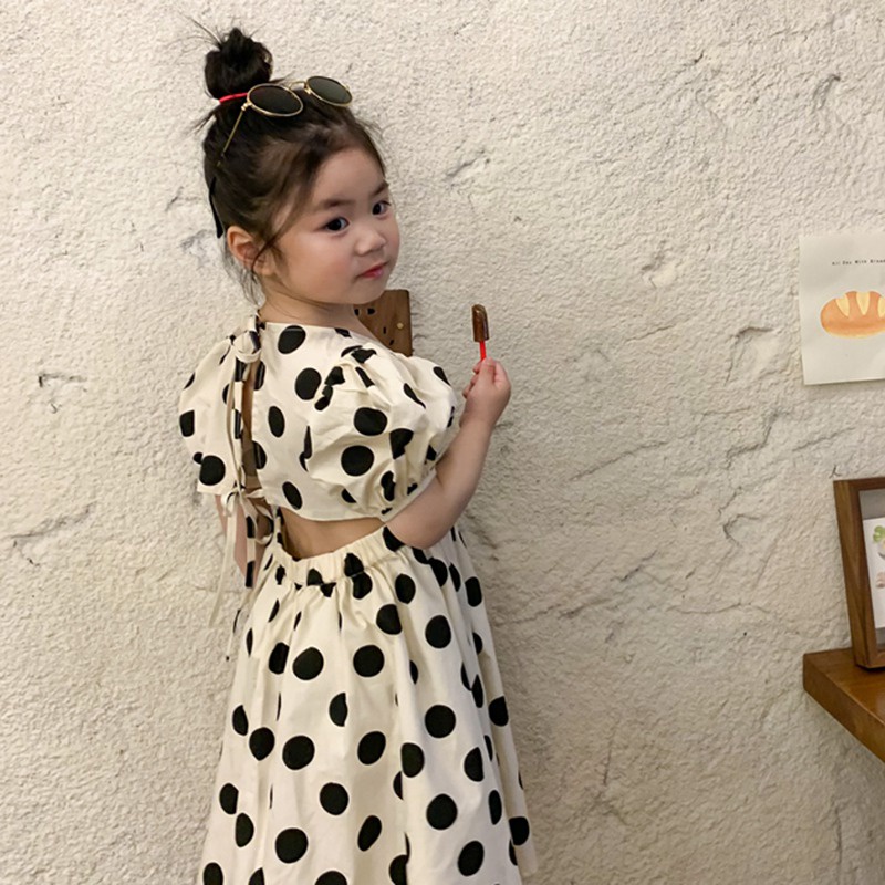 Đầm Công Chúa Chấm Bi Cho Bé Gái 3-9 Tuổi