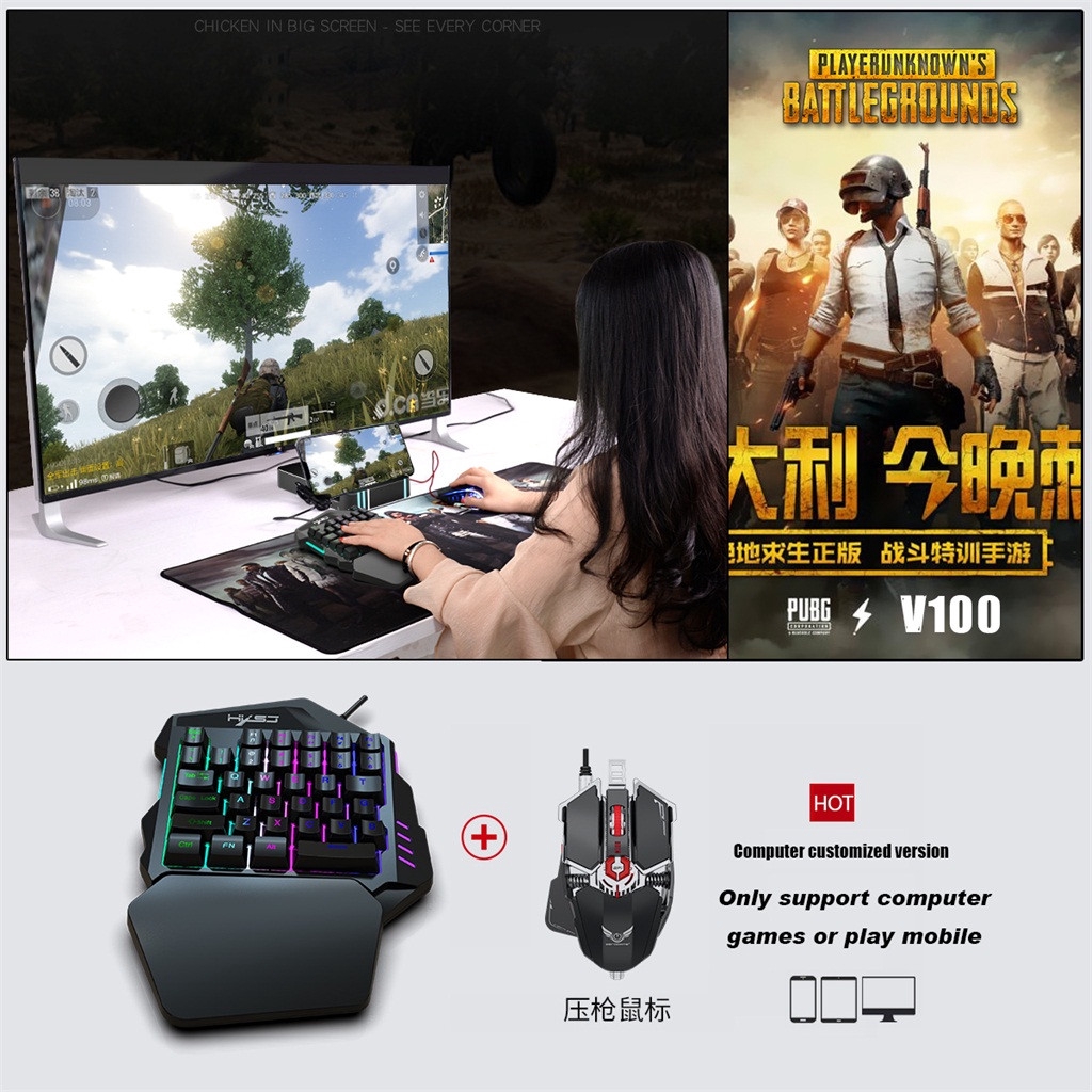 Bàn phím chơi game 35 phím có đèn LED nền cho pugb