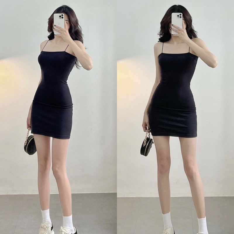 Đầm Body 2 Dây Sợi Bún Chất Thun Borip Dày Mịn Đẹp Siu Tôn Dáng