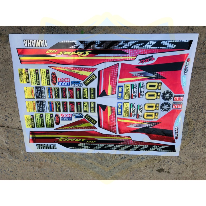 ( Quí khách vui lòng mang ra tiệm cho thợ dán ) Tem SIRIUS SPARK ĐỎ ĐEN CROM CAO CẤP