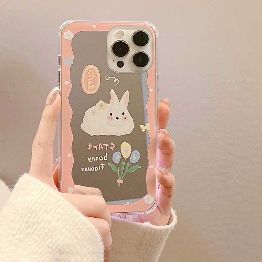 Ốp Điện Thoại TPU Mềm Tráng Gương Hình Thỏ Dễ Thương Chống Nước Cho IPhone 14 13 12 11 Pro Max XS XR 8 7 Plus
