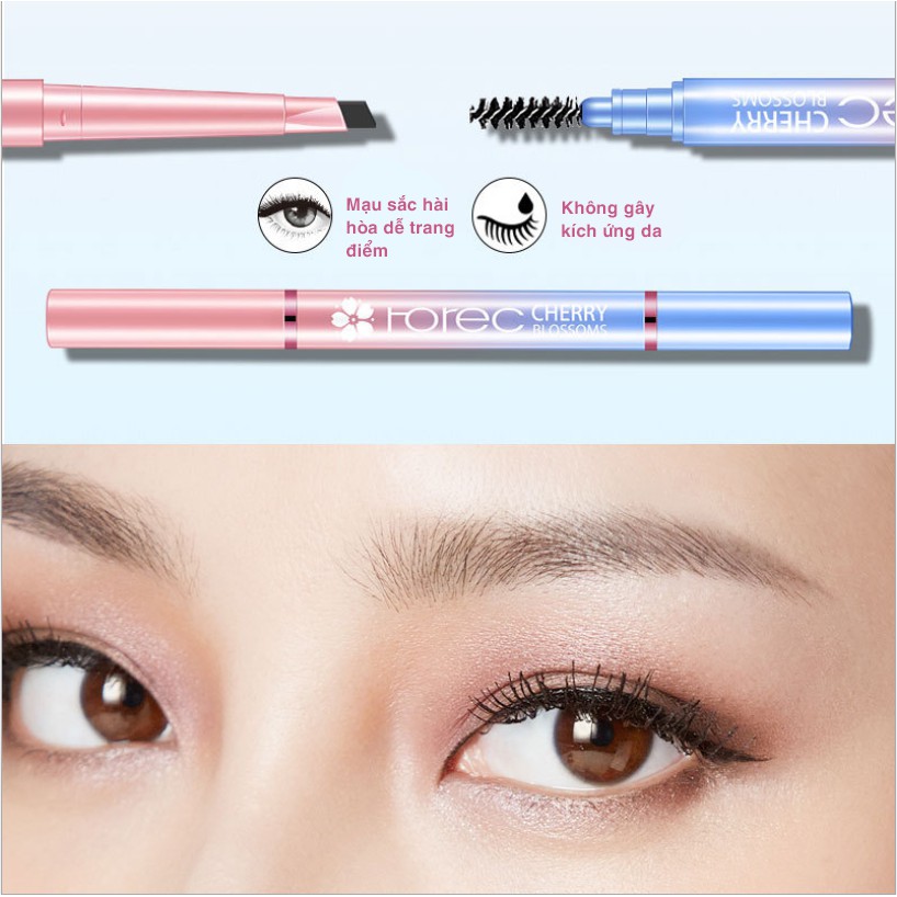 chì kẻ mày 2 đầu 3D Rorec Eyebrow đen tự nhiên