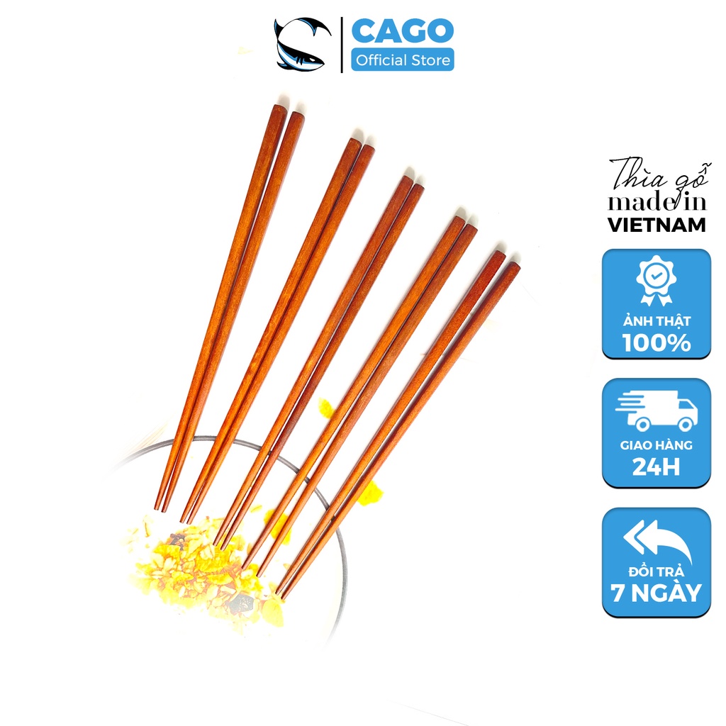 Đũa Ăn Cơm Hàn Quốc Chất Liệu Gỗ Nhãn Tự Nhiên - Chính Hãng CAGO