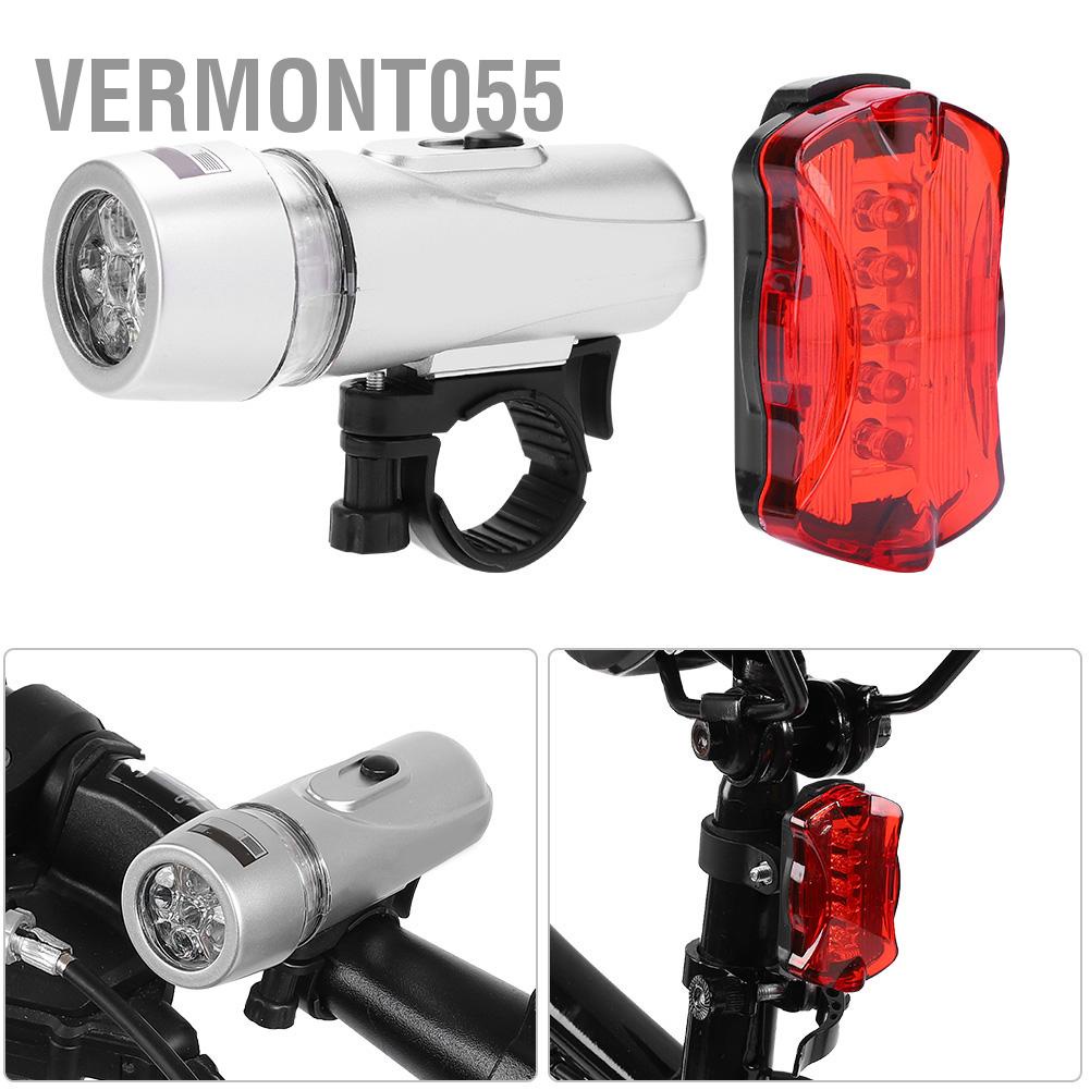 Có thể bán buôn Set đèn 5 LED trước và sau xe đạp chống thấm nước an toàn vermont055 Hàng giao ngay