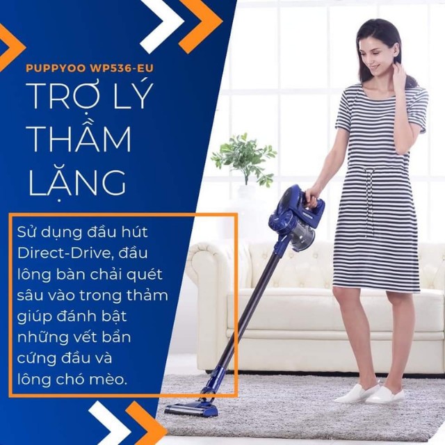 Máy Hút Bụi Cầm Tay Không Dây Pin Bền Puppyoo - Hàng Được Review Tốt Trên Các Trang Uy Tín - ThaVa Shop