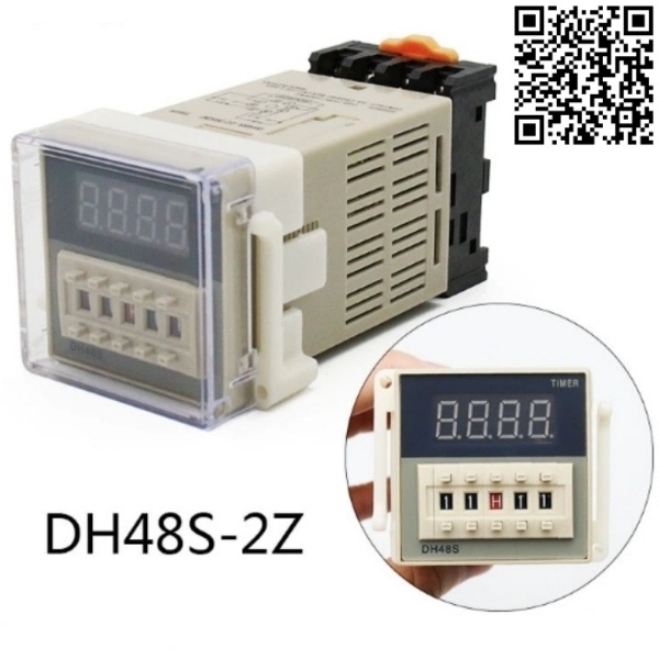 Timer điện tử DH48S-2Z delay time relay 8 chân tròn cài đặt thời gian từ 0.1S đến 99H điện áp 220VAC kèm chân đế PF083A